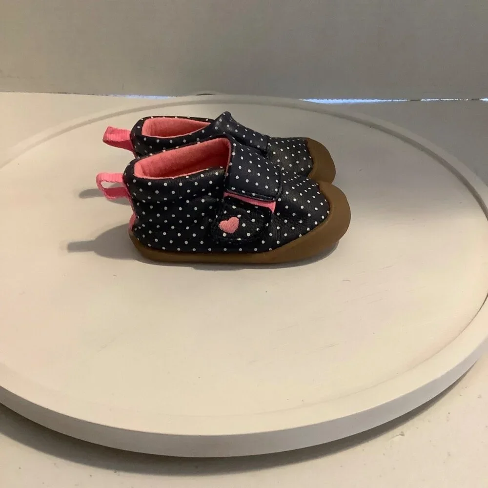 Carter's‎ ABBY Every Step Leather Blend Crawl Shoe Infant Baby Girl 3 Polka Dot